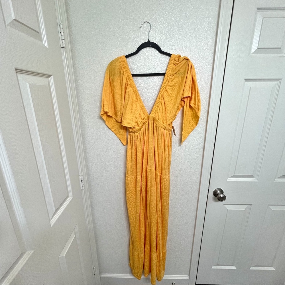 Free People Beach LaLa Maxi Dress Bird of Yellow Boho  NWT Small - Picture 2 of 10